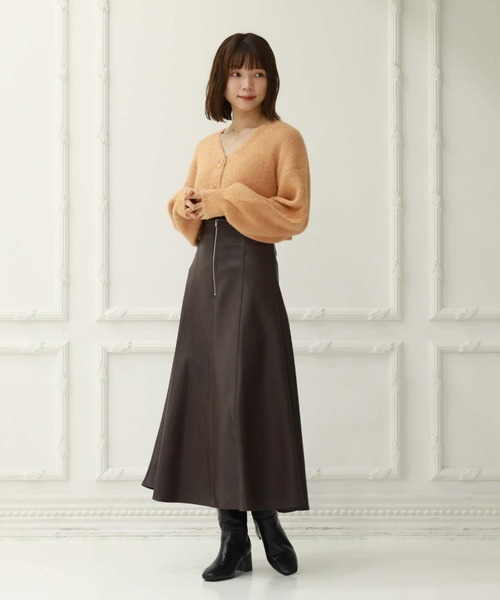 archives（アルシーヴ）の「Fzipレザーフレアスカート（スカート