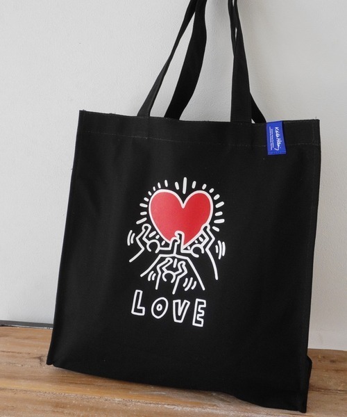 Keith Haring（キース・ヘリング）の「【 Keith Haring / キースへリング 】 アートプリント スクエア トート バッグ（トートバッグ・メンズ・ホワイト系2/ブラック系1/ブラック系2/ホワイト系1・FREE）」の3枚目の写真