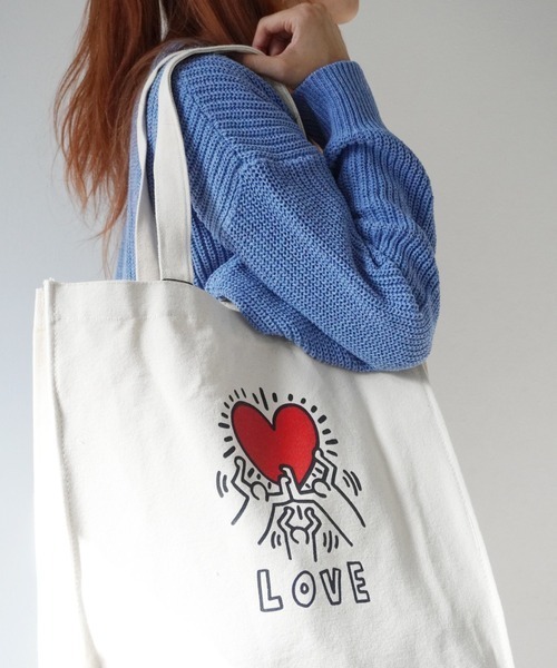 Keith Haring（キース・ヘリング）の「【 Keith Haring / キースへリング 】 アートプリント スクエア トート バッグ（トートバッグ・メンズ・ホワイト系2/ブラック系1/ブラック系2/ホワイト系1・FREE）」の9枚目の写真
