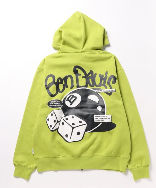 BEN DAVIS（ベンデイビス）の「【BEN DAVIS/ベンデイビス】裏起毛　バックプリント　フルジップパーカー　ダイス　8BALL　ワンポイントブランドロゴ刺繍（パーカー・メンズ・ブラック/グレー/ライトグリーン・X-LARGE/LARGE/MEDIUM）」の16枚目の写真