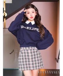 ダーリッチ Darich ツイードアップリケニットトップス Darich - ダーリッチ ツイードアップリケスウェットトップス 襟