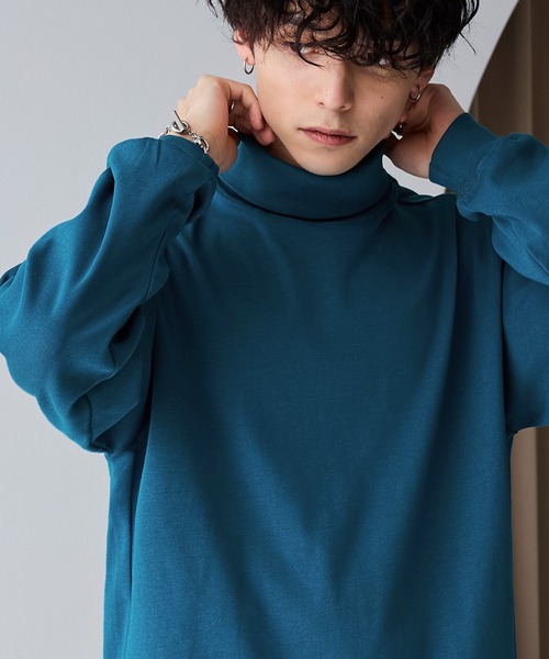 MONO-MART（モノマート）の「オーバーサイズフライスタートルネックL/Sカットソー（Tシャツ/カットソー・メンズ・チャコール/ブルー/ブラック/モカ/グレー/ホワイト/ナチュラル・L/M）」の7枚目の写真