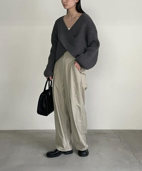 ニット セーター 2WAYクロスデザインショートニット レディース select MOCA ニット セーター 2WAYクロスデザインショートニット