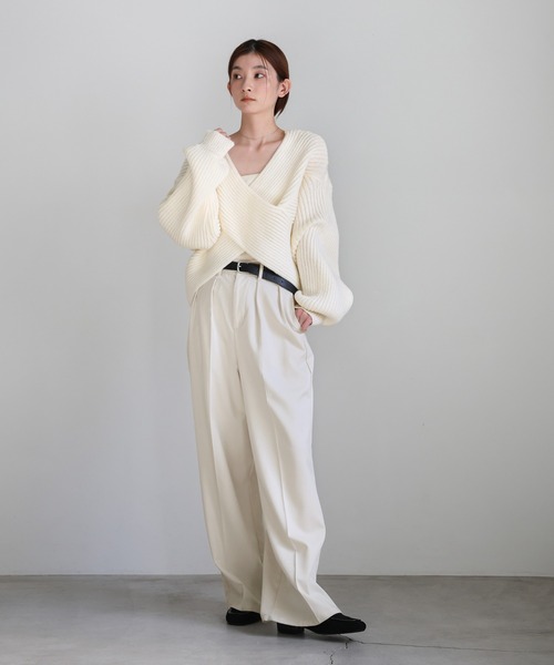 koju セール】2WAYクロスデザインショートニット（ニット/セーター