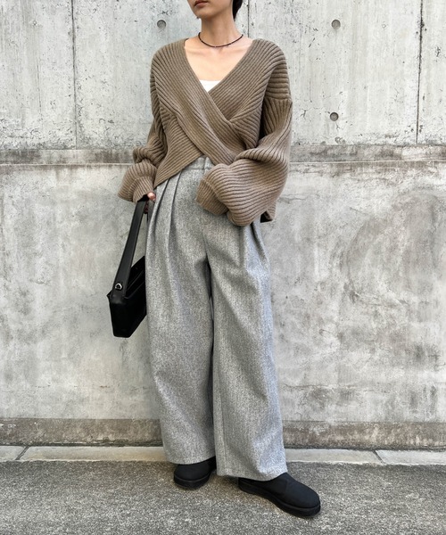 セール】2WAYクロスデザインショートニット（ニット/セーター