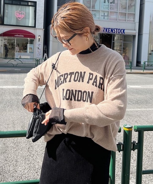 PUAL CE CIN（ピュアルセシン）の「ロゴインターシャニットプルオーバー（ニット/セーター・レディース・グレー/ブラック/ベージュ・FREE）」の5枚目の写真