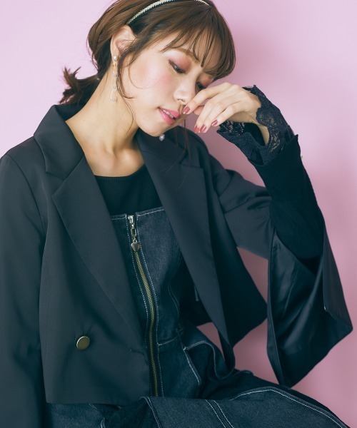 marun(マルン)の「<大きいサイズ> ショート丈2wayジャケット marun(テーラードジャケット・レディース・ブラック/アイボリー・4L/L/5L/LL/3L)」の13枚目の写真