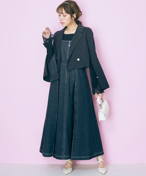 marun(マルン)の「<大きいサイズ> ショート丈2wayジャケット marun(テーラードジャケット・レディース・ブラック/アイボリー・4L/L/5L/LL/3L)」の6枚目の写真