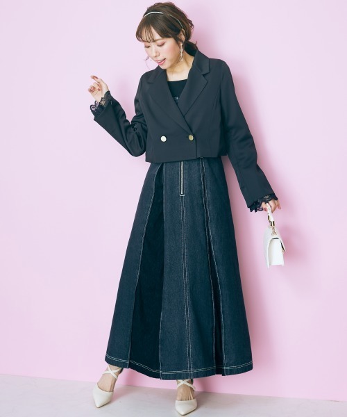 marun(マルン)の「<大きいサイズ> ショート丈2wayジャケット marun(テーラードジャケット・レディース・ブラック/アイボリー・4L/L/5L/LL/3L)」の9枚目の写真