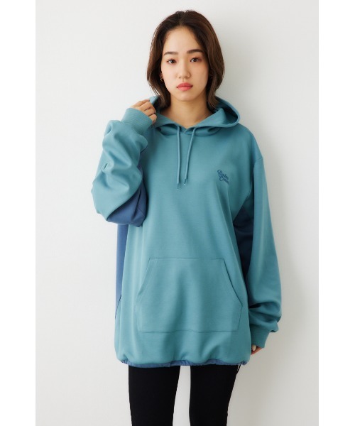 RODEO CROWNS WIDE BOWL（ロデオクラウンズワイドボウル）の「B-HEAT スピンドル ダンボール フーディ（パーカー・レディース・オフホワイト/ライトブルー/チャコールグレー/オレンジ・FREE）」の4枚目の写真