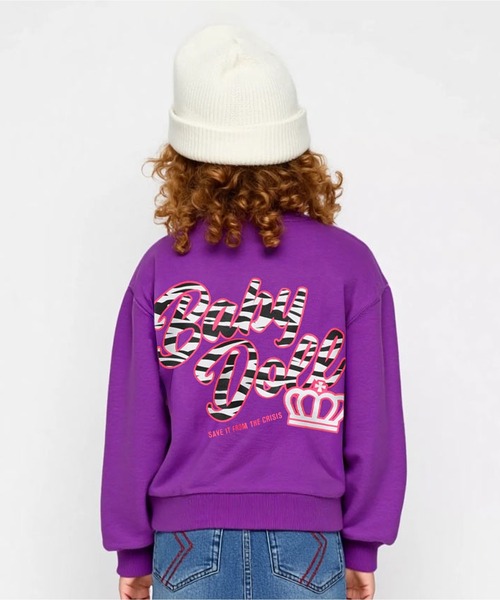 BABYDOLL（ベビードール）の「親子お揃い ゼブラ柄 リブ トレーナー 8965K（スウェット・キッズ・ブラック/ピンク系その他7/グリーン/パープル・90cm/150cm/100cm/120cm/110cm/130cm/140cm/80ｃｍ）」の4枚目の写真