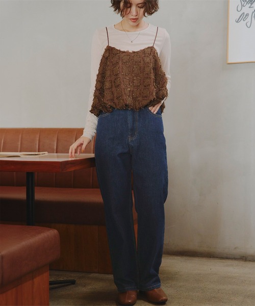 TWW タイトウエストワイドデニム XS-S deep navy TWW タイトウエストワイドデニム XS-S deep navy TWWデニム