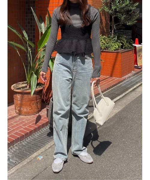 titivate（ティティベイト）の「ﾊｲｳｴｽﾄｾﾐﾜｲﾄﾞﾃﾞﾆﾑﾊﾟﾝﾂ（デニムパンツ・レディース・ライトブルー/インディゴブルー・M/S/XS/L）」の6枚目の写真