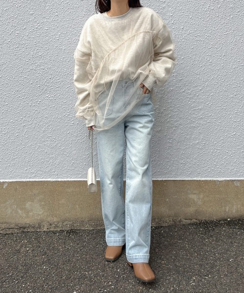 Bab（バブ）の「チュールレイヤード裏起毛スウェット（スウェット・レディース・杢グレー/グレイッシュベージュ/ホワイト系その他・FREE）」の13枚目の写真