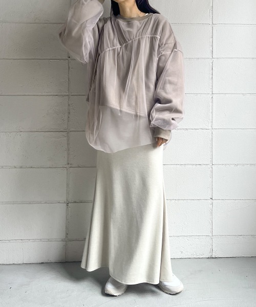 Bab（バブ）の「チュールレイヤード裏起毛スウェット（スウェット・レディース・杢グレー/グレイッシュベージュ/ホワイト系その他・FREE）」の19枚目の写真