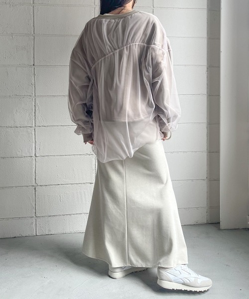 Bab（バブ）の「チュールレイヤード裏起毛スウェット（スウェット・レディース・杢グレー/グレイッシュベージュ/ホワイト系その他・FREE）」の20枚目の写真