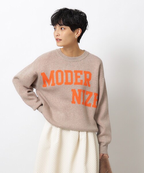 OPAQUE.CLIP(オペークドットクリップ)の「◆ロゴジャカードニット【洗える】(ニット/セーター・レディース・ベージュ/ブルー系その他/ホワイト系・38/40)」の2枚目の写真