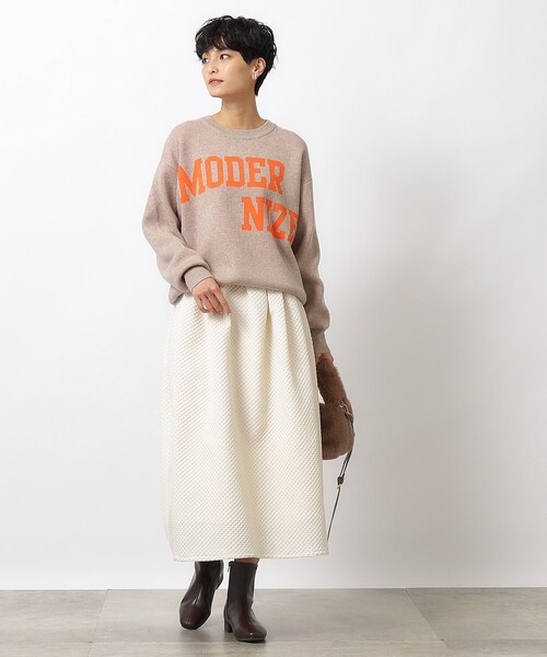 OPAQUE.CLIP(オペークドットクリップ)の「◆ロゴジャカードニット【洗える】(ニット/セーター・レディース・ベージュ/ブルー系その他/ホワイト系・38/40)」の4枚目の写真