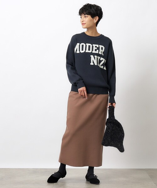 OPAQUE.CLIP(オペークドットクリップ)の「◆ロゴジャカードニット【洗える】(ニット/セーター・レディース・ベージュ/ブルー系その他/ホワイト系・38/40)」の6枚目の写真