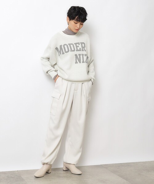 OPAQUE.CLIP(オペークドットクリップ)の「◆ロゴジャカードニット【洗える】(ニット/セーター・レディース・ベージュ/ブルー系その他/ホワイト系・38/40)」の9枚目の写真