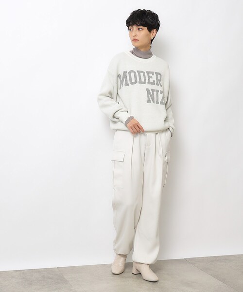 OPAQUE.CLIP(オペークドットクリップ)の「◆ロゴジャカードニット【洗える】(ニット/セーター・レディース・ベージュ/ブルー系その他/ホワイト系・38/40)」の10枚目の写真