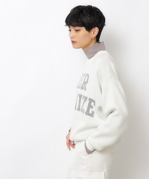 OPAQUE.CLIP(オペークドットクリップ)の「◆ロゴジャカードニット【洗える】(ニット/セーター・レディース・ベージュ/ブルー系その他/ホワイト系・38/40)」の11枚目の写真