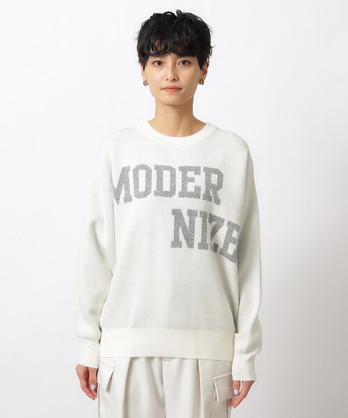 OPAQUE.CLIP(オペークドットクリップ)の「◆ロゴジャカードニット【洗える】(ニット/セーター・レディース・ベージュ/ブルー系その他/ホワイト系・38/40)」の17枚目の写真