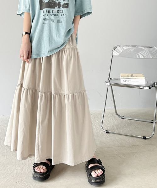 classicalelf（クラシカルエルフ）の「着映え力抜群。レースアップティアードスカート（スカート・レディース・アイボリー/ブラック/チャコールグレー・LARGE/X-LARGE/SMALL/MEDIUM）」の9枚目の写真