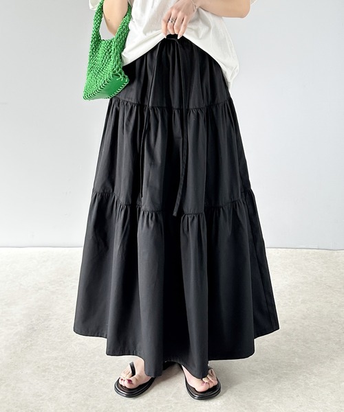 classicalelf（クラシカルエルフ）の「着映え力抜群。レースアップティアードスカート（スカート・レディース・アイボリー/ブラック/チャコールグレー・LARGE/X-LARGE/SMALL/MEDIUM）」の14枚目の写真