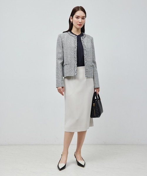 ROPE'（ロペ）の「トリアセテート フロントタックブラウス【セレモニー/通勤対応】【洗える】（シャツ/ブラウス・レディース・ホワイト/ネイビー・FREE）」の5枚目の写真