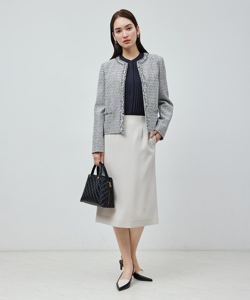 ROPE'（ロペ）の「トリアセテート フロントタックブラウス【セレモニー/通勤対応】【洗える】（シャツ/ブラウス・レディース・ホワイト/ネイビー・FREE）」の6枚目の写真