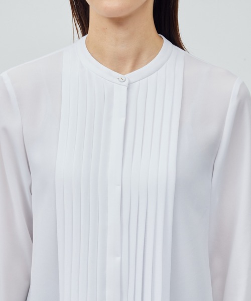 ROPE'（ロペ）の「トリアセテート フロントタックブラウス【セレモニー/通勤対応】【洗える】（シャツ/ブラウス・レディース・ホワイト/ネイビー・FREE）」の12枚目の写真