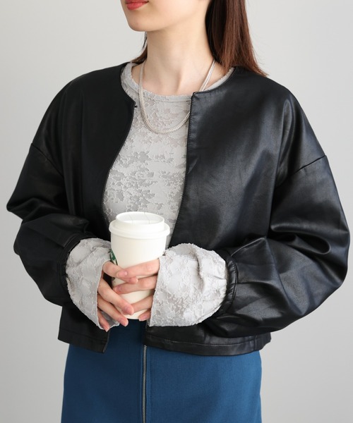 sakishimatokyo(サキシマトーキョー)の「ペプラムスリーブ ジャガードトップス/カットソー(Tシャツ/カットソー・レディース・アイボリー/ブラック/オフホワイト/グレー・FREE)」の13枚目の写真