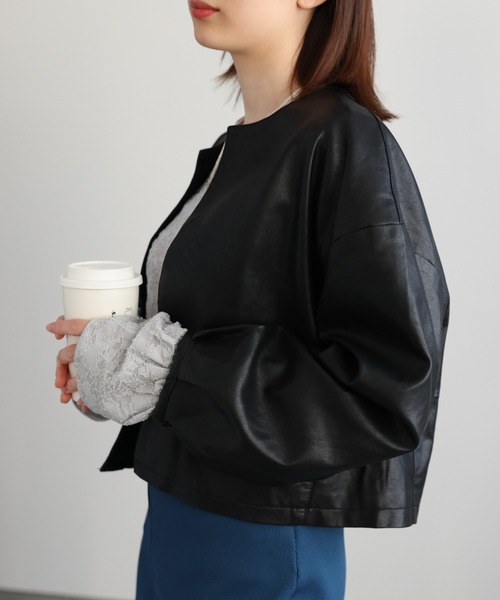 sakishimatokyo(サキシマトーキョー)の「ペプラムスリーブ ジャガードトップス/カットソー(Tシャツ/カットソー・レディース・アイボリー/ブラック/オフホワイト/グレー・FREE)」の15枚目の写真