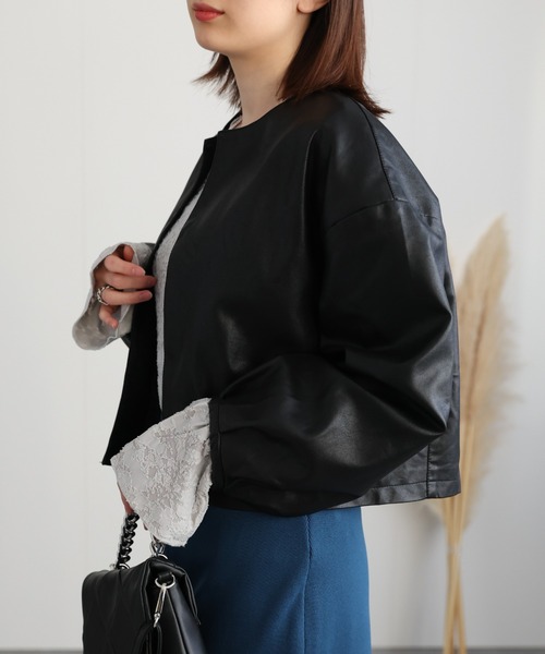 sakishimatokyo(サキシマトーキョー)の「ペプラムスリーブ ジャガードトップス/カットソー(Tシャツ/カットソー・レディース・アイボリー/ブラック/オフホワイト/グレー・FREE)」の20枚目の写真