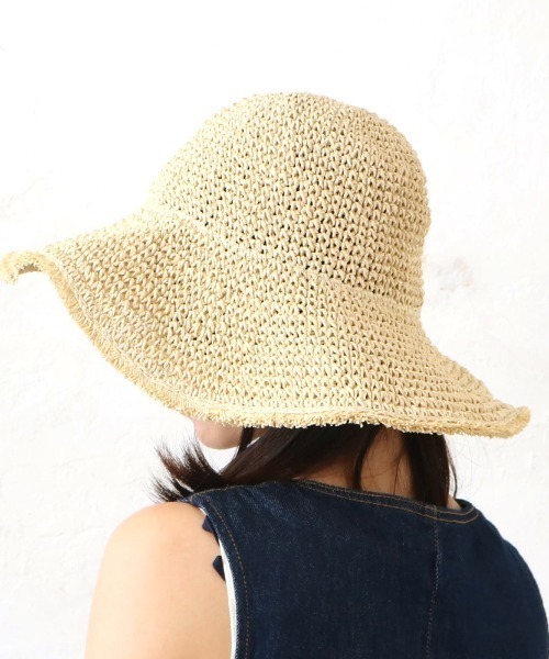 polka polka（ポルカポルカ）の「polka polka / ポルカポルカ ツバ広 フリンジ ペーパーハット 434 28412 SDI（キャップ・レディース・ベージュ/ナチュラル・FREE）」の3枚目の写真