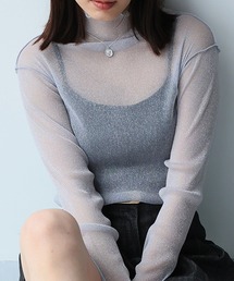 Girly Doll | ラメチュールボトルネック長袖プルオーバー(Tシャツ/カットソー)