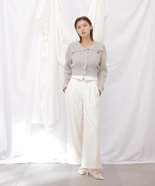 JILL by JILL STUART（ジルバイジルスチュアート）の「◇コットンブレンドケーブルニット ボタン（ニット/セーター・レディース・グレー/ホワイト/ブルー/ネイビー・FREE）」の15枚目の写真