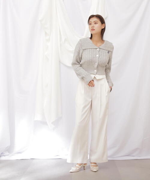JILL by JILL STUART（ジルバイジルスチュアート）の「◇コットンブレンドケーブルニット ボタン（ニット/セーター・レディース・グレー/ホワイト/ブルー/ネイビー・FREE）」の17枚目の写真