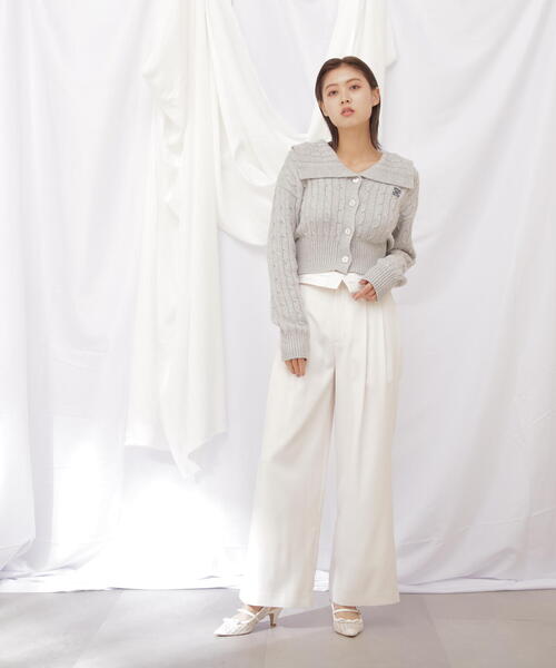 JILL by JILL STUART（ジルバイジルスチュアート）の「◇コットンブレンドケーブルニット ボタン（ニット/セーター・レディース・グレー/ホワイト/ブルー/ネイビー・FREE）」の18枚目の写真