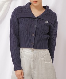 ◇コットンブレンドケーブルニット ボタン