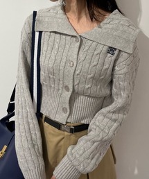◇コットンブレンドケーブルニット ボタン