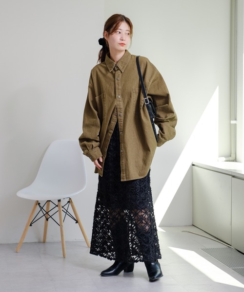 Kastane（カスタネ）の「【WEB限定/ウエストゴム/ペチコート付き】フラワーシアースカート（スカート・レディース・ブラック/アイボリー・FREE）」の14枚目の写真