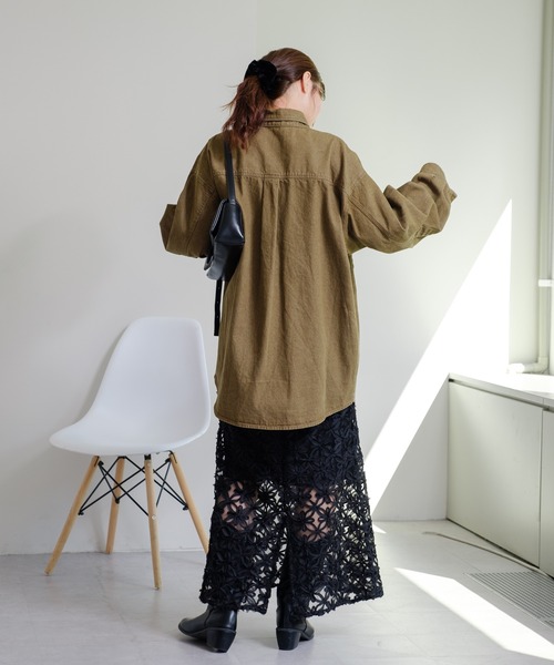 Kastane（カスタネ）の「【WEB限定/ウエストゴム/ペチコート付き】フラワーシアースカート（スカート・レディース・ブラック/アイボリー・FREE）」の15枚目の写真