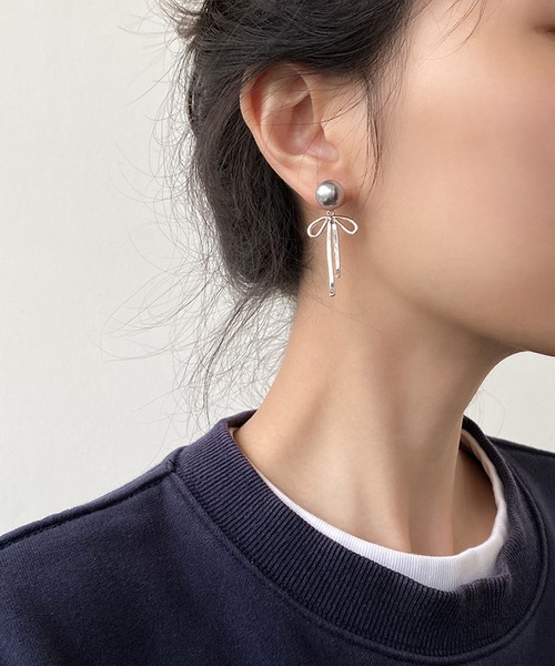 YVMIN★リボンベルベット ピアス 関税送料込 YV21 ラッピングリボンピアス（ピアス（片耳用））｜flower（フラワー