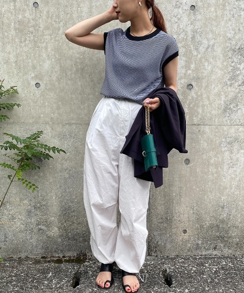 Healthknit（ヘルスニット）の「【LEE 6月号掲載】[HEALTHKNIT/ヘルスニット] 別注 ワッフルボーダー ノースリーブカットソー（Tシャツ/カットソー・レディース・ブラック/グリーン/レッド/ホワイト・F）」の13枚目の写真