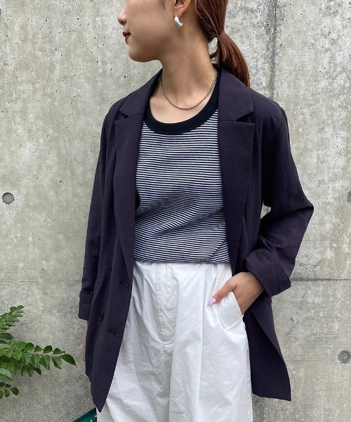 Healthknit（ヘルスニット）の「【LEE 6月号掲載】[HEALTHKNIT/ヘルスニット] 別注 ワッフルボーダー ノースリーブカットソー（Tシャツ/カットソー・レディース・ブラック/グリーン/レッド/ホワイト・F）」の16枚目の写真
