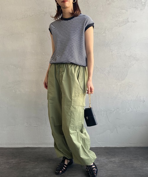 Healthknit（ヘルスニット）の「【LEE 6月号掲載】[HEALTHKNIT/ヘルスニット] 別注 ワッフルボーダー ノースリーブカットソー（Tシャツ/カットソー・レディース・ブラック/グリーン/レッド/ホワイト・F）」の6枚目の写真