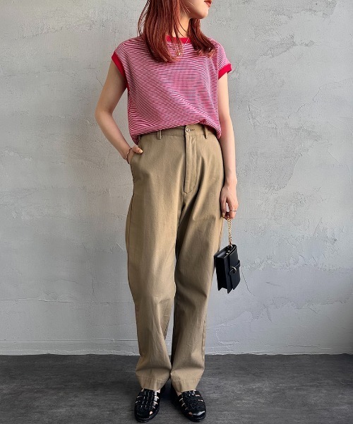 Healthknit（ヘルスニット）の「【LEE 6月号掲載】[HEALTHKNIT/ヘルスニット] 別注 ワッフルボーダー ノースリーブカットソー（Tシャツ/カットソー・レディース・ブラック/グリーン/レッド/ホワイト・F）」の10枚目の写真
