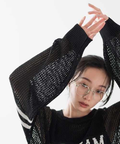 WEGO（ウィゴー）の「WEGO/ロゴメッシュジャガードニット（ニット/セーター・レディース・ブラック/オフホワイト/その他1・FREE）」の8枚目の写真